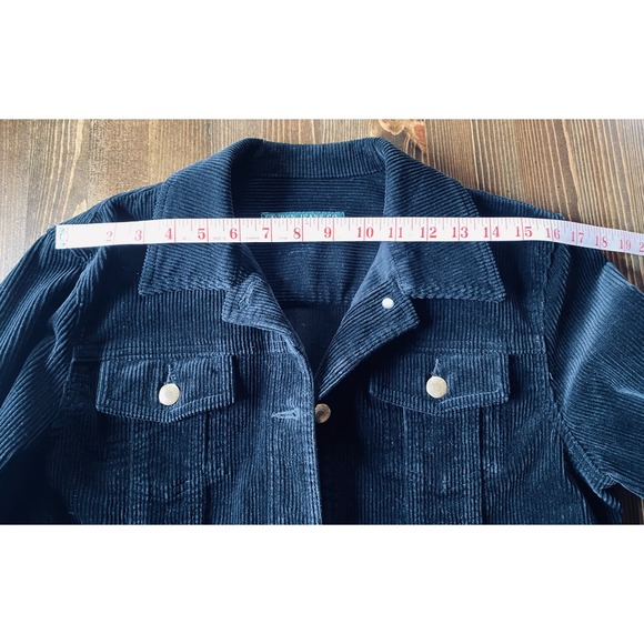 Vintage Lauren Jeans Co Ralph Lauren Black Corduroy Trucker Jacket Women Size M - Picture 12 of 16